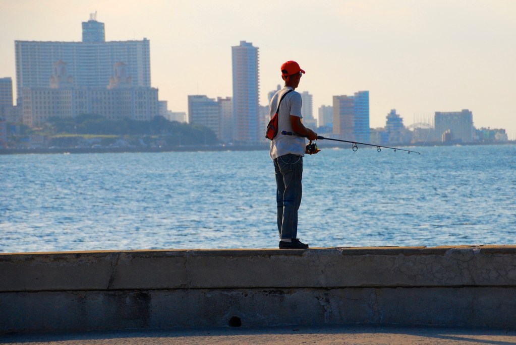 Fishing from the Malecón. Havana, Cuba