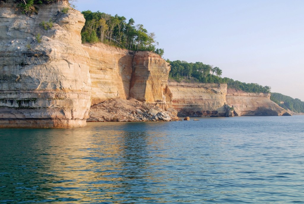 Sandstone cliffs at Pictured Rocks National Lakeshore