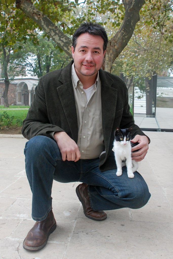 The author with a kitten in Istanbul, Turkey