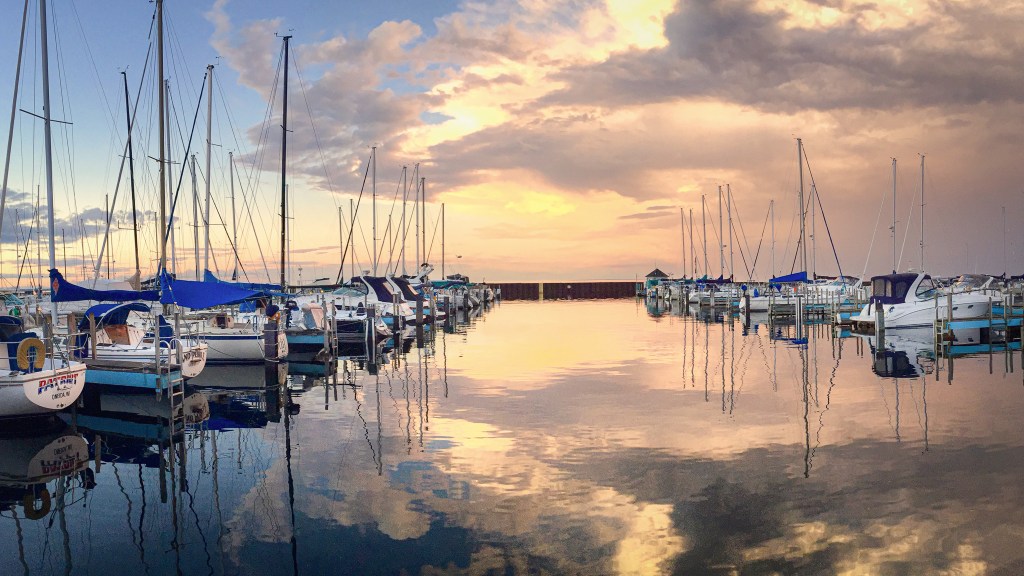A beautiful summer sunrise at Menomonee Marina on Lake Michigan's Green Bay