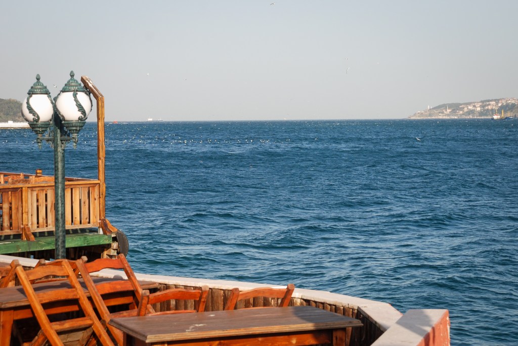At a restaurant where the Bosphorus meets the Black Sea.