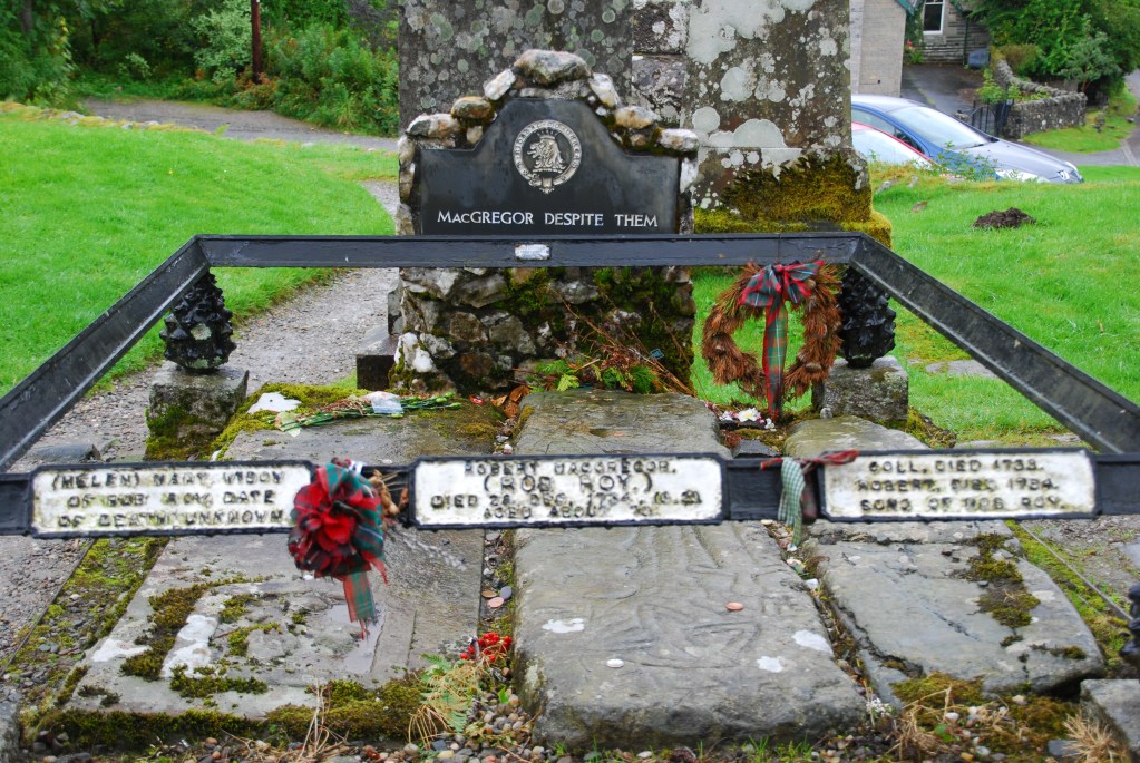 The gravesite and headstone for Robert MacGregor, also known as, Rob Roy