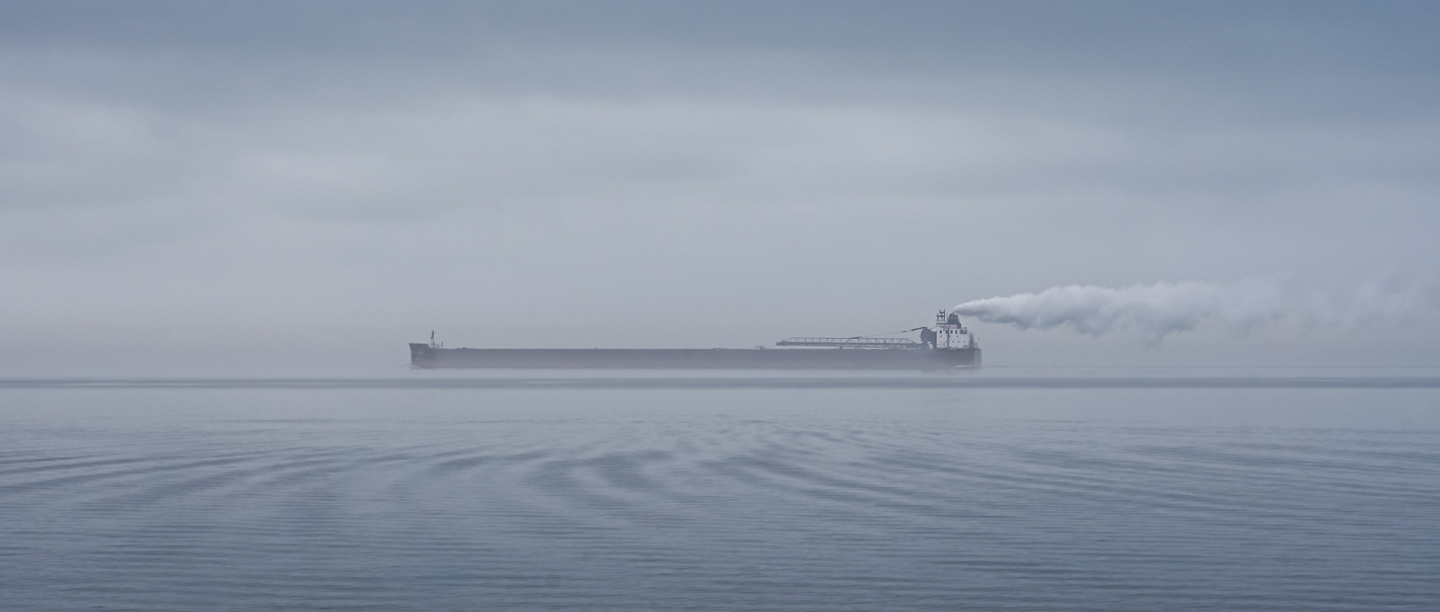 Great Lakes Freighter in Fog